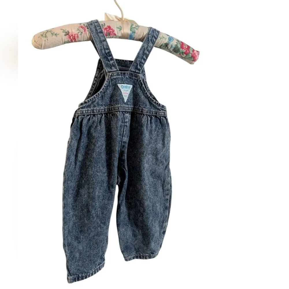 Oshkosh B'Gosh Vintage‎ Infant Girls Acid Wash Denim Baggy Overalls Jeans